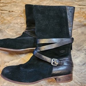 Ugg GUC black suede leather booties 8.5